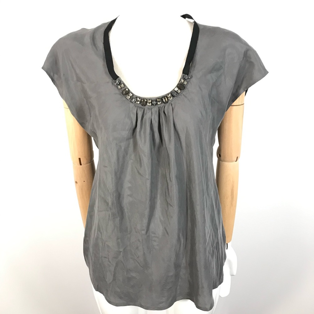 MICHAEL Michael Kors Gray Beaded Blouse